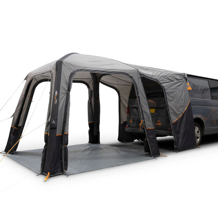Vango Tailgate AirHub II Low Drive Away Awning on a campervan with all awning doors open
