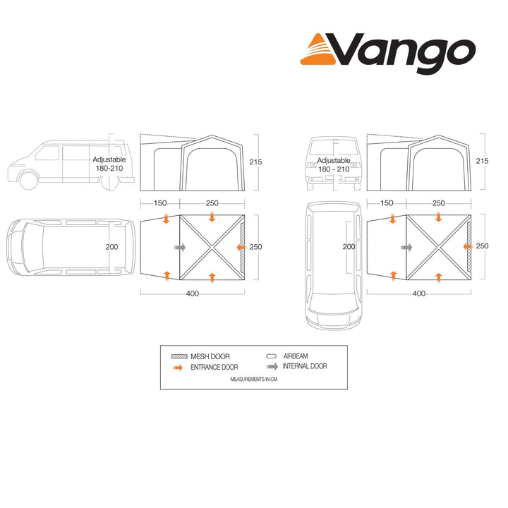 Vango Tailgate AirHub Low Awning Floorplan