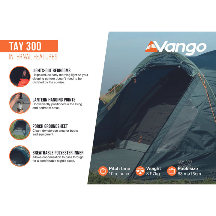 Vango Tay 300 Poled 3 Man Tent Internal Features