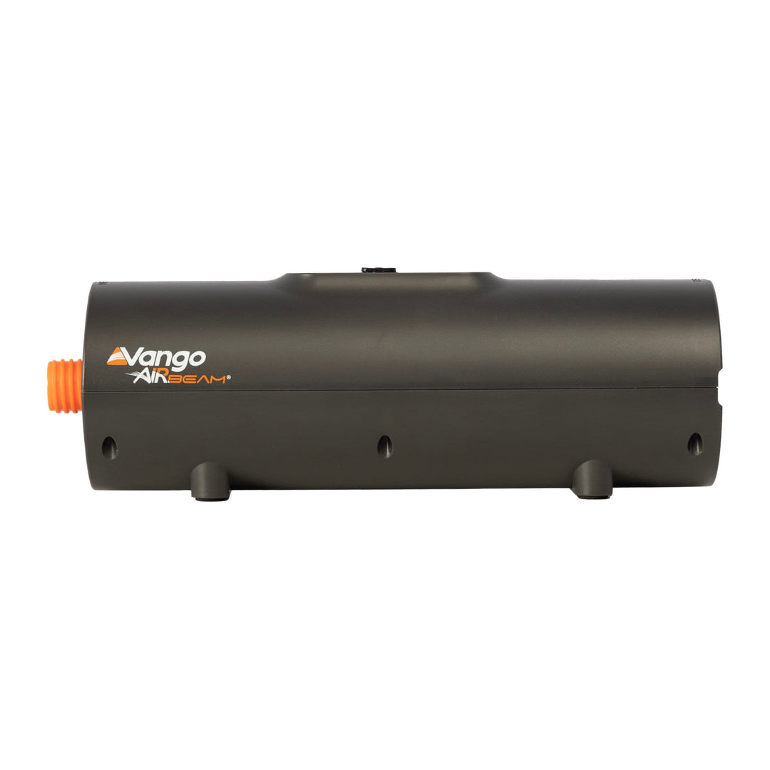 Side profile of the Vango Tempest AirBeam pump, displaying the Vango AirBeam logo and compact, lightweight construction.