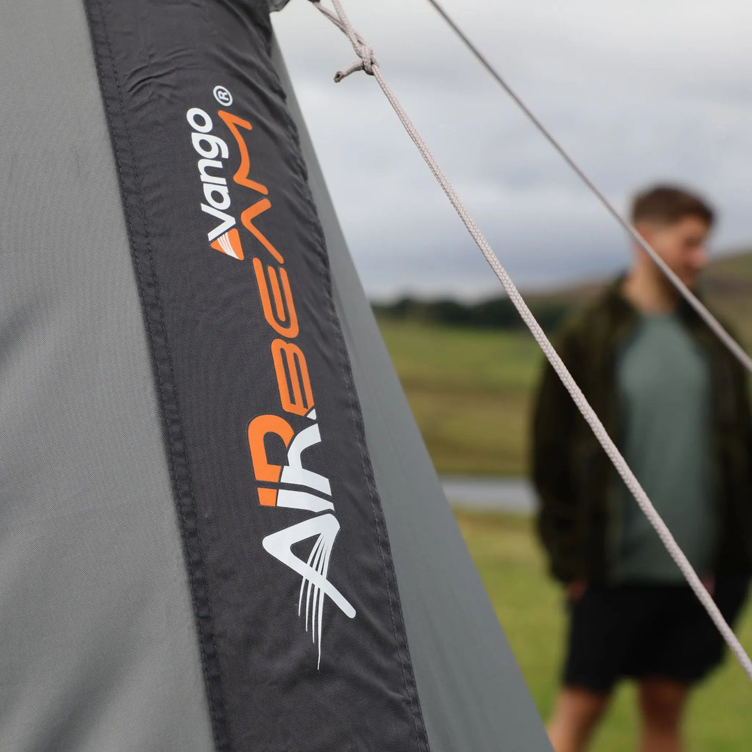 Close-up of the Vango Versos Air Low campervan awning with AirBeam® inflatable technology, ensuring a quick and sturdy setup.