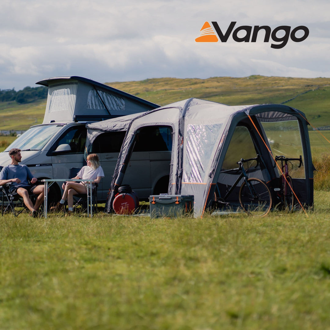 Vango Versos Air Low Drive Away Awning doors open attached to campervan