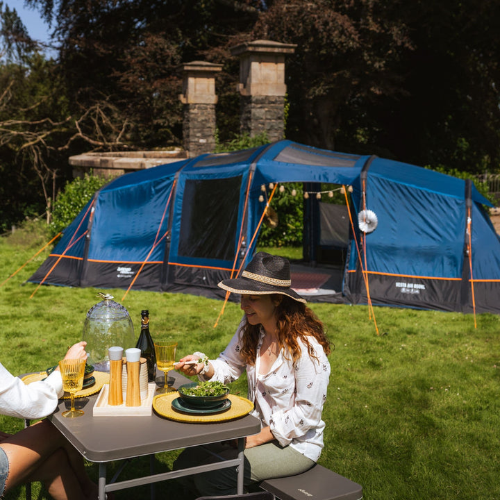 Vango AirBeam Vesta Air 850XL Tent with people eating outside