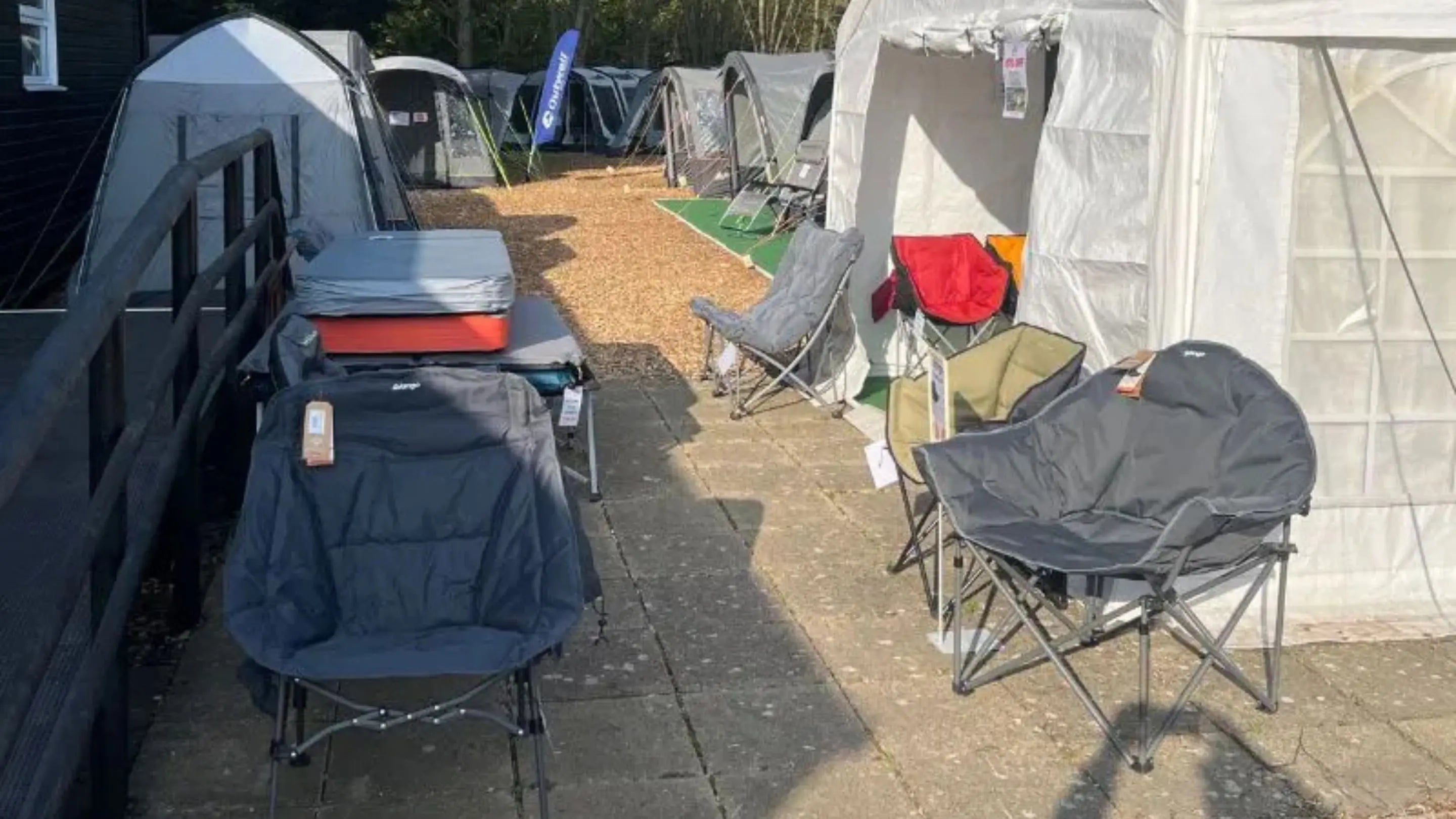 WM Camping Showground - showing a large selection of camping chairs.