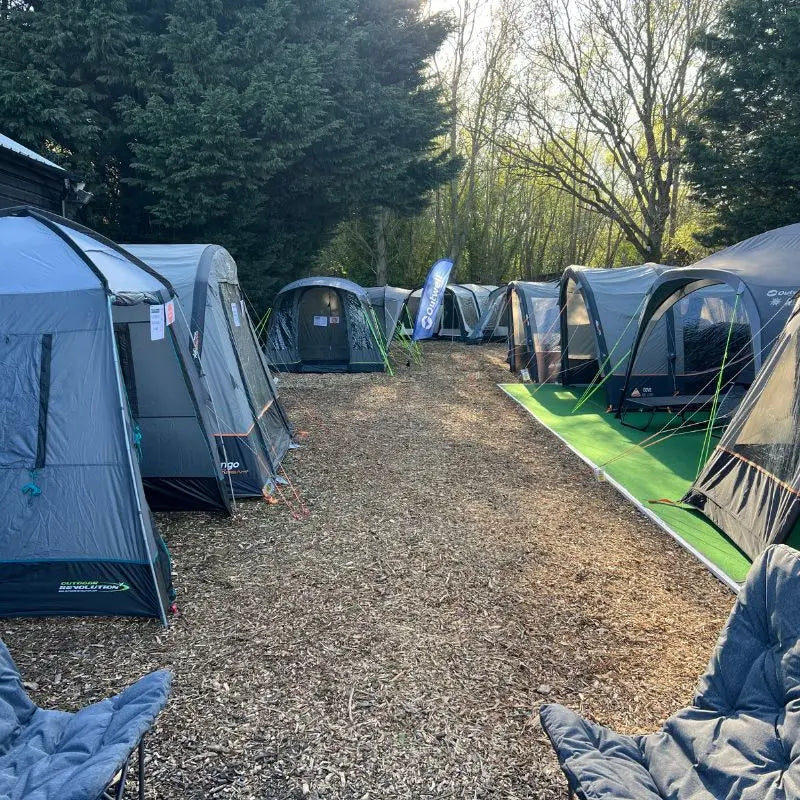 WM Camping Showground - show a large selection of tents and drive away awnings.