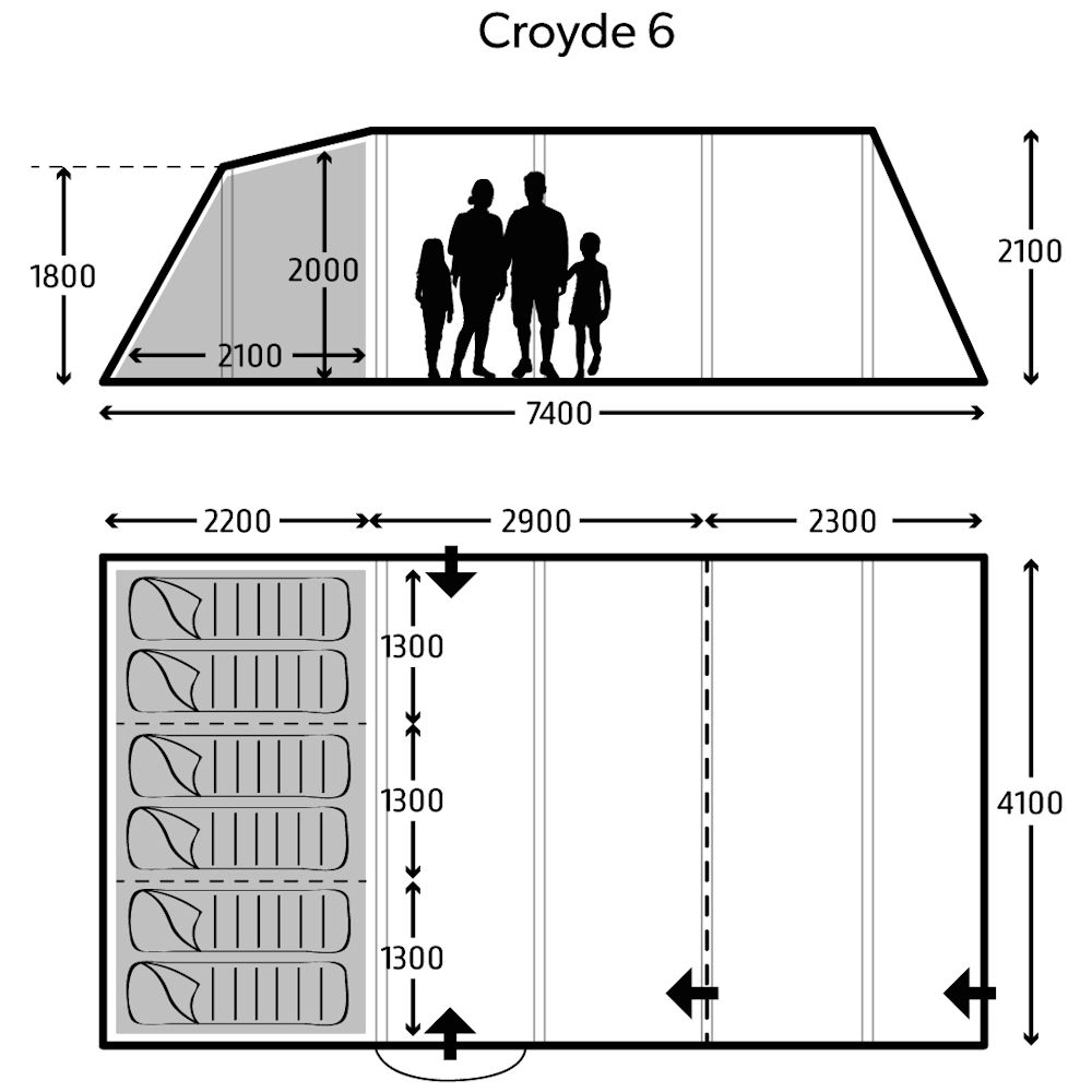 Kampa Croyde 6 Air Tent Floorplan