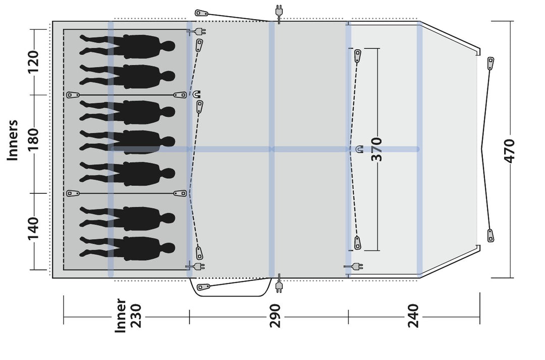 Outwell Knoxville 7SA Tent Dimensions